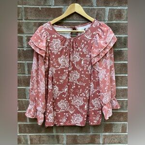 Women’s Ladies Feminine Ruffle Top Blouse Size M